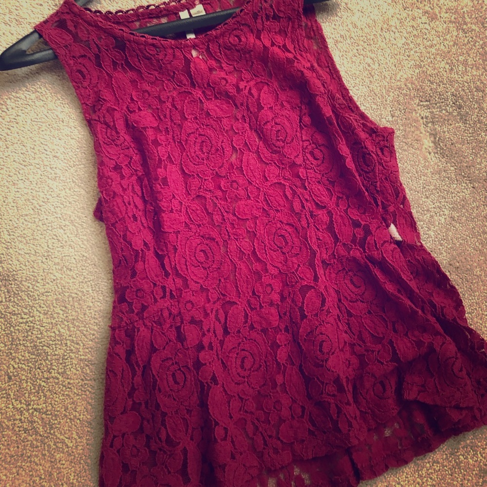 Dark pink/magenta lace top (Lauren Conrad)